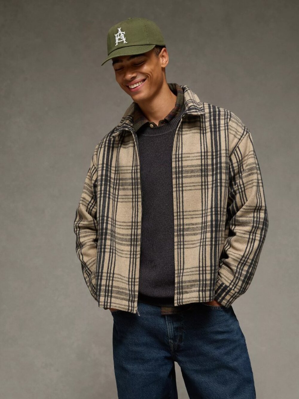 American Eagle AE Men’s Plaid Flannel Shirt Jacket Shaket OVERSIZED Sz M NWT $95